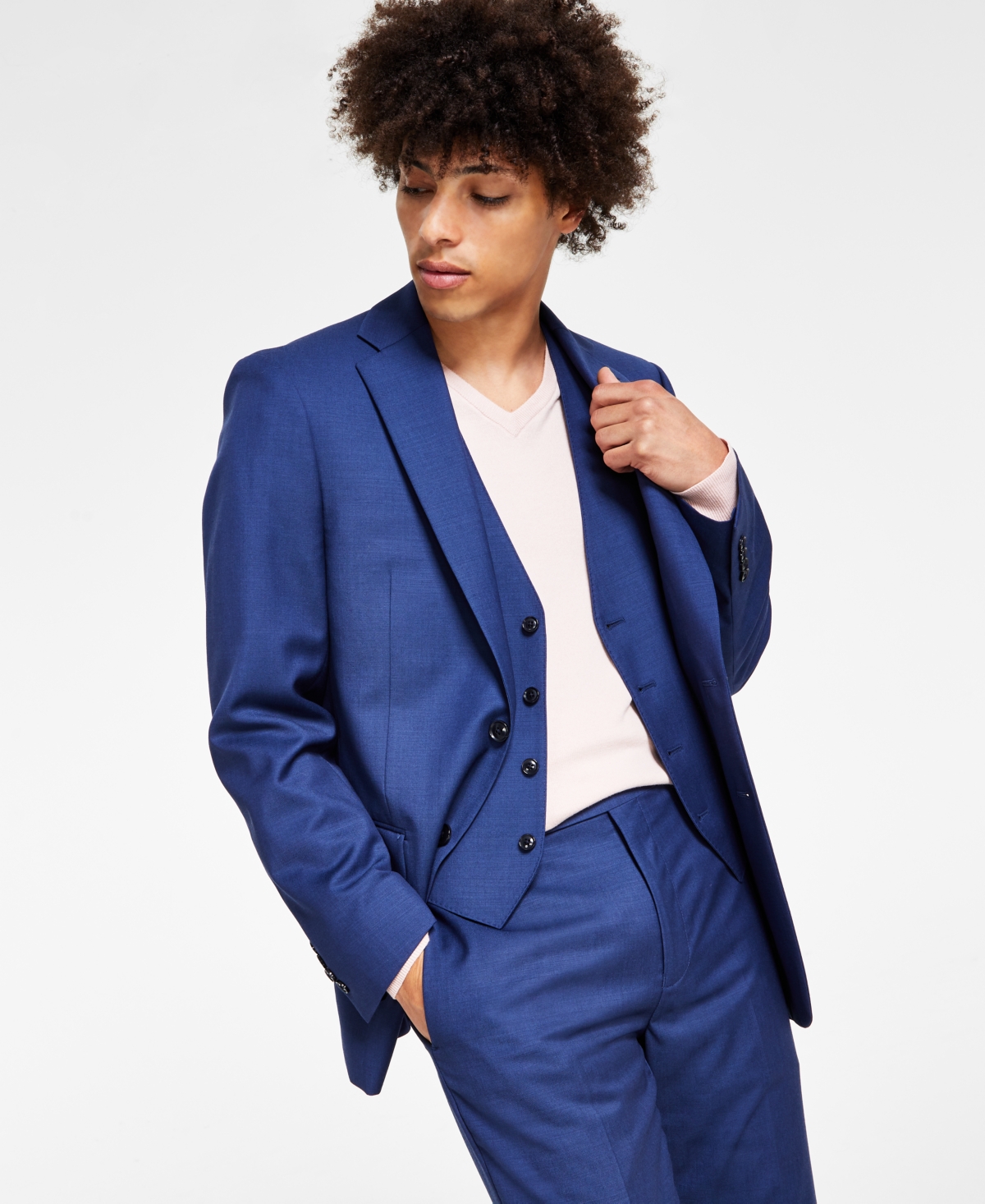 Men's Slim-Fit Wool Infinite Stretch Suit Jacket - Light Grey