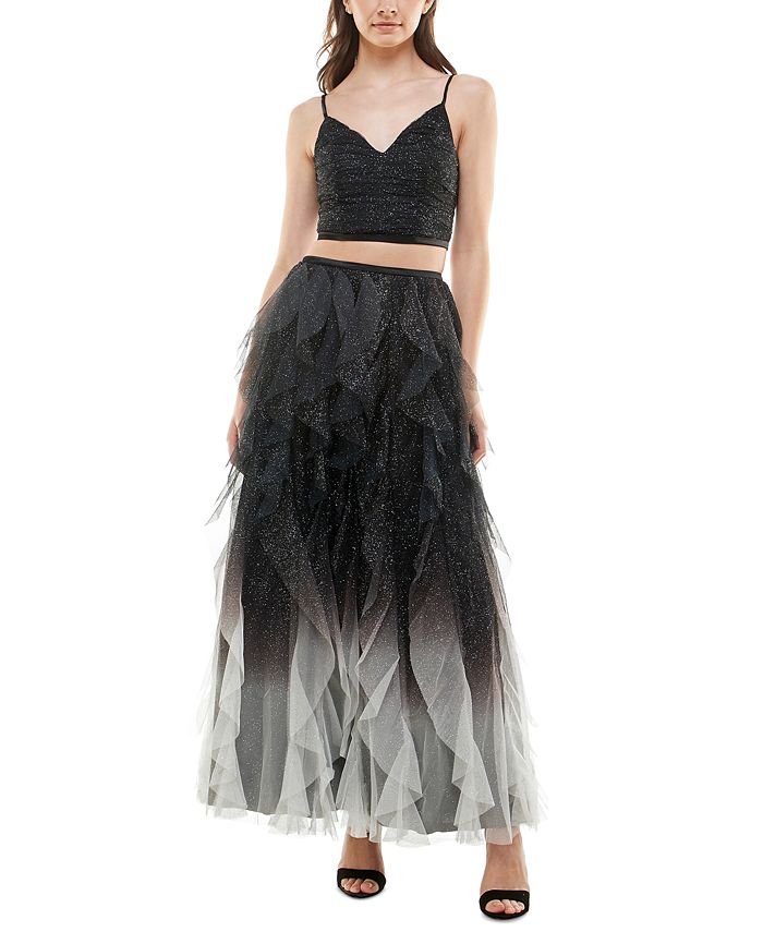 Teeze Me Juniors Glitter Ruffled 2 Pc. Gown Macy s