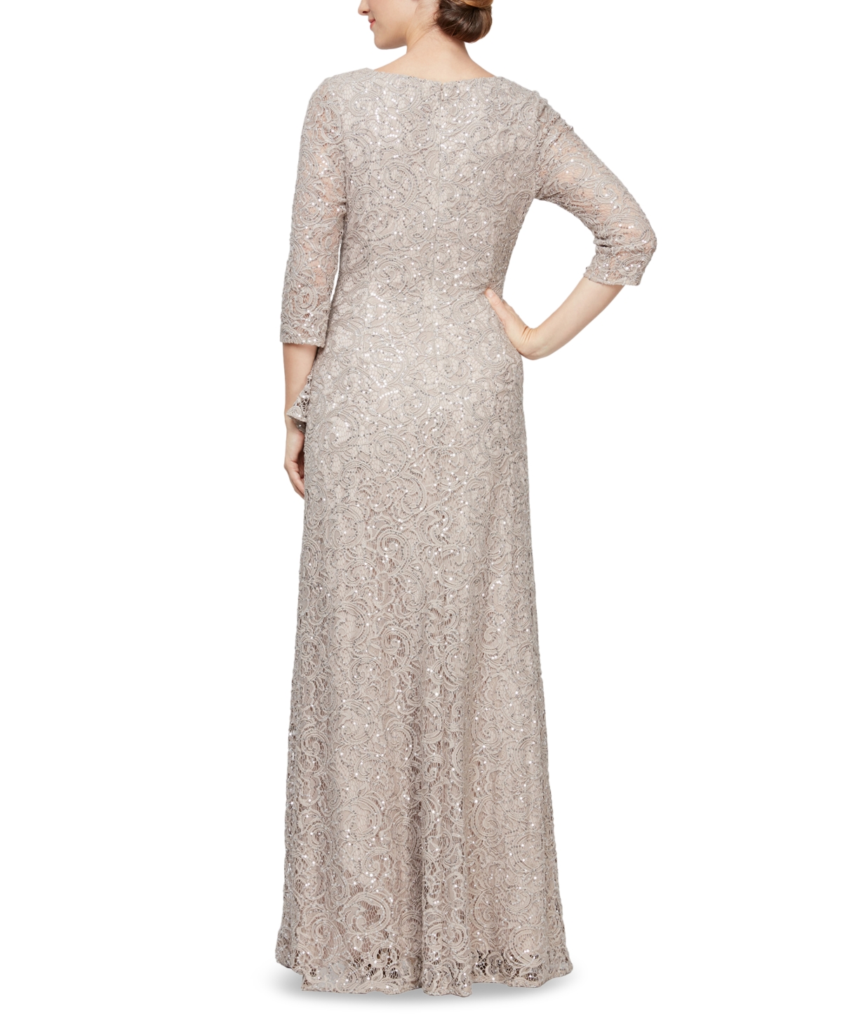 Shop Alex Evenings Petite Sequined Lace Gown In Wedgewood