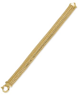 Woven Link Wide Chain Bracelet in 10k Gold