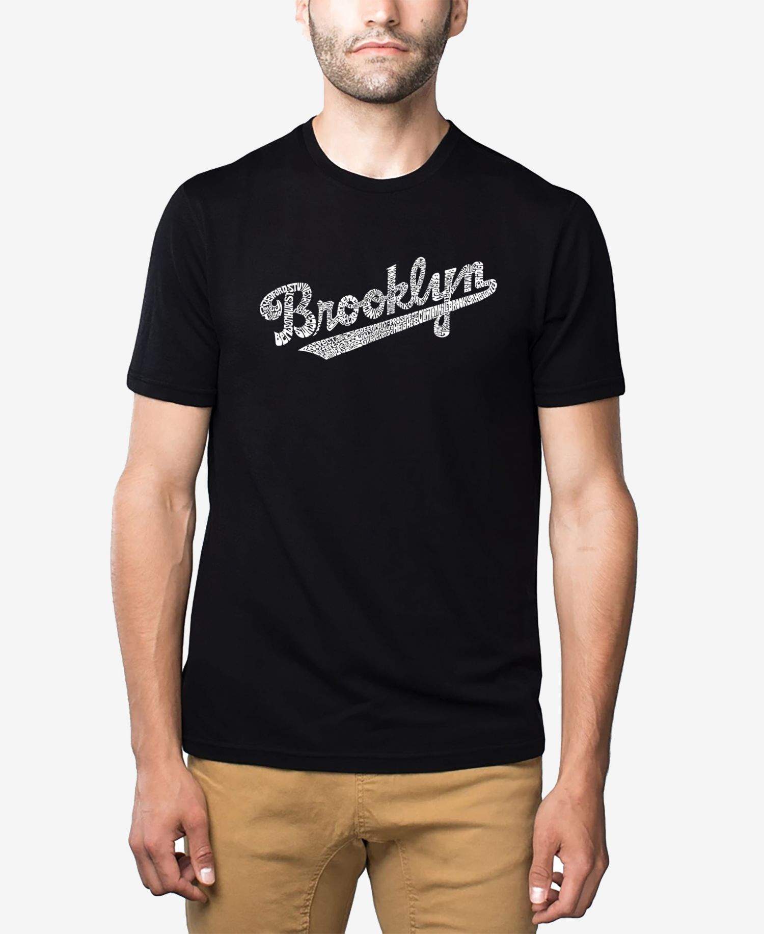 Men's Cotton/Poly Blend Word Art Brooklyn Neighborhoods T-shirt