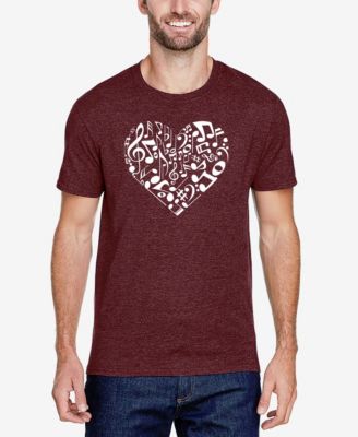 Men's Cotton/Poly Blend Word Art Heart Music Notes T-shirt