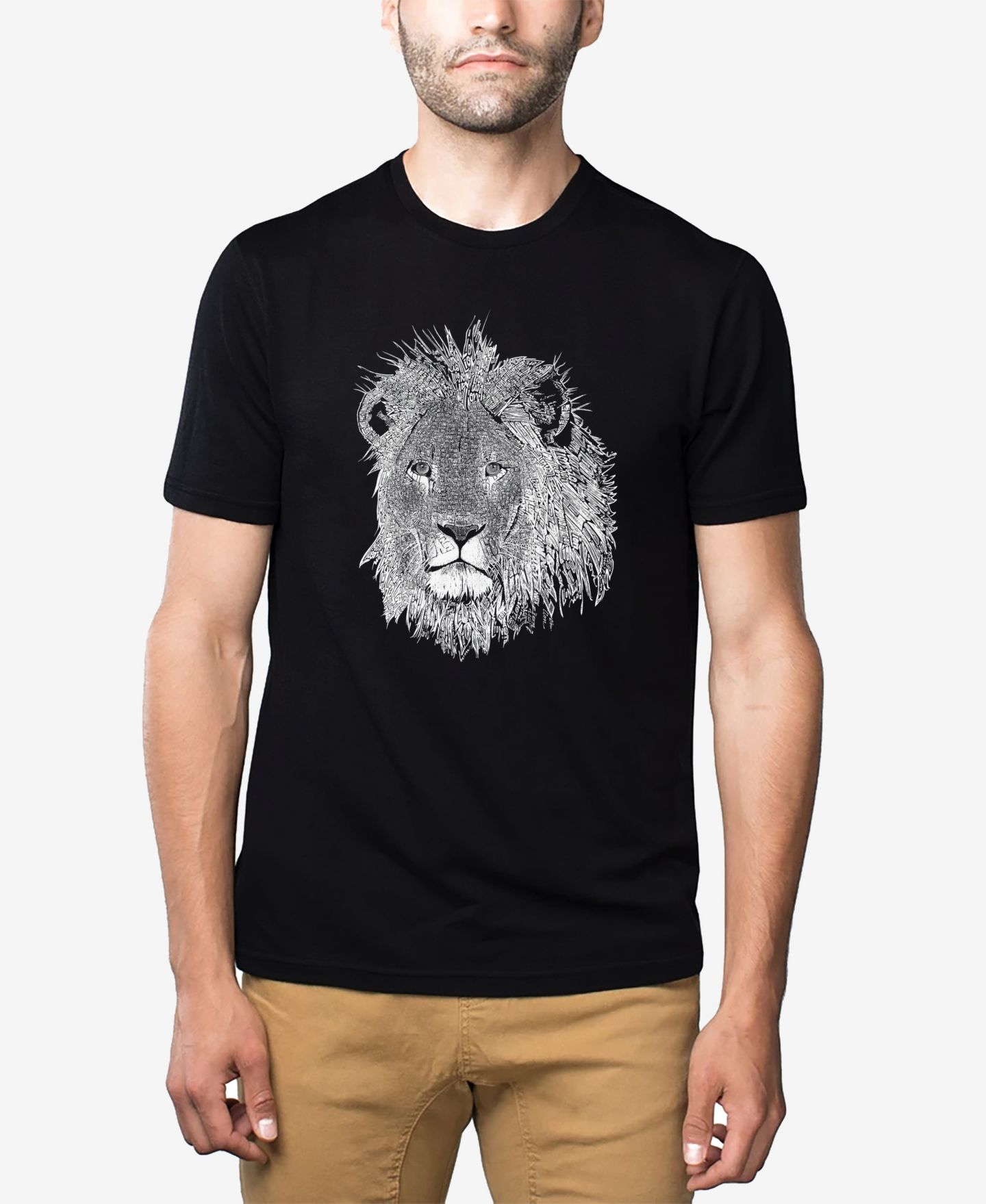 Мужская футболка LA Pop Art Premium Blend Word Art Lion, цвет: Чёрный — фото 1