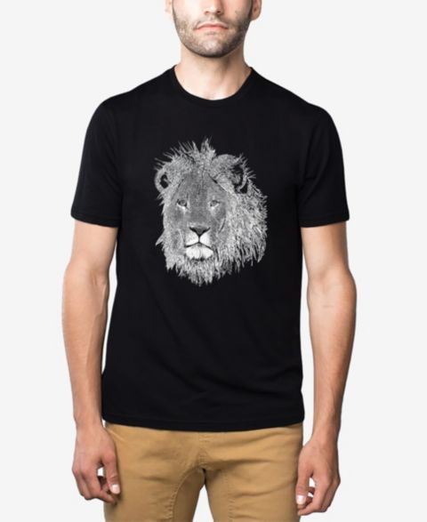 Мужская футболка LA Pop Art Premium Blend Word Art Lion, цвет: Чёрный