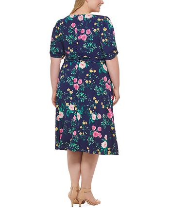 Jessica Howard Plus Size Floral-Print Midi Dress - Macy's