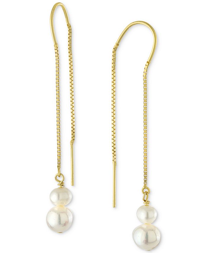 Giani Bernini Cultured Freshwater Pearl Threader Drop Earrings in 18k ...