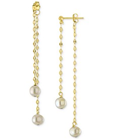  Cultured Freshwater Pearl Linear Front & Back Chain Drop Earrings in 18k Gold-Plated Sterling Silver and Sterling Silver (Also in Turquoise & Onyx and) Created for Macy's