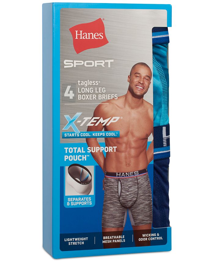 Hanes, Underwear & Socks, Hanes Mens Xtemp Performance Cool Boxer Briefs  3pr Med Tagless Longer Length