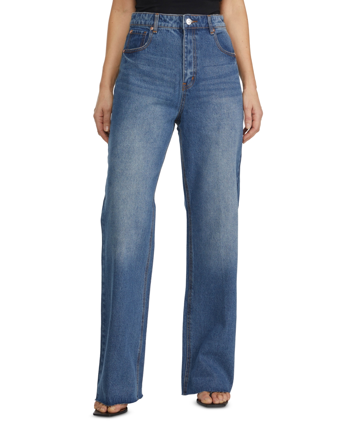 Numero Juniors' Wide Straight-leg Jeans In True Blue | ModeSens