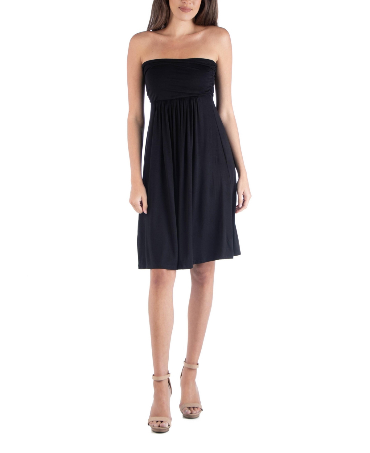 Shop 24seven Comfort Apparel Women's Strapless Empire Waist Mini Dress In Black