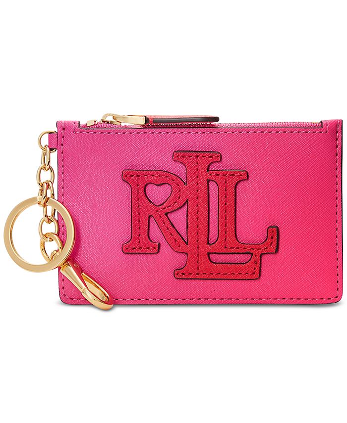 Lauren Ralph Lauren Crosshatch Leather Zip Card Case - Macy's