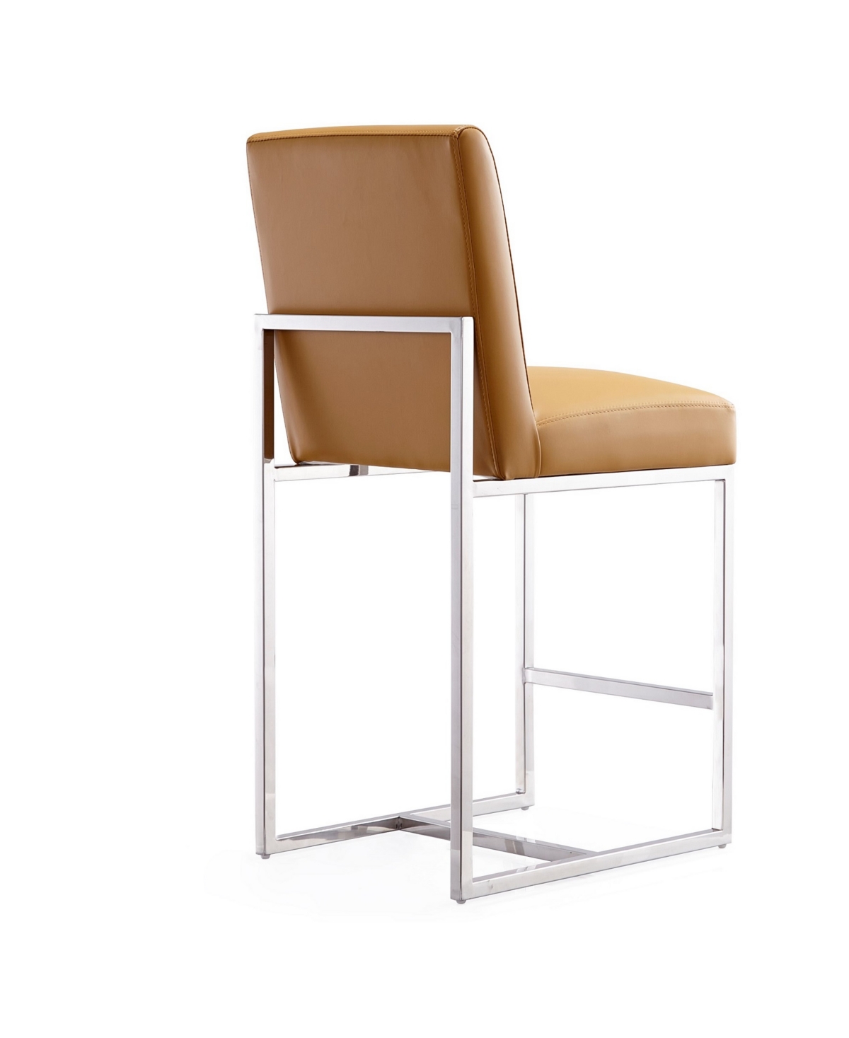 Manhattan Comfort Element 24" Counter Stool, Set Of 2 In Pearl White,polished Chrome