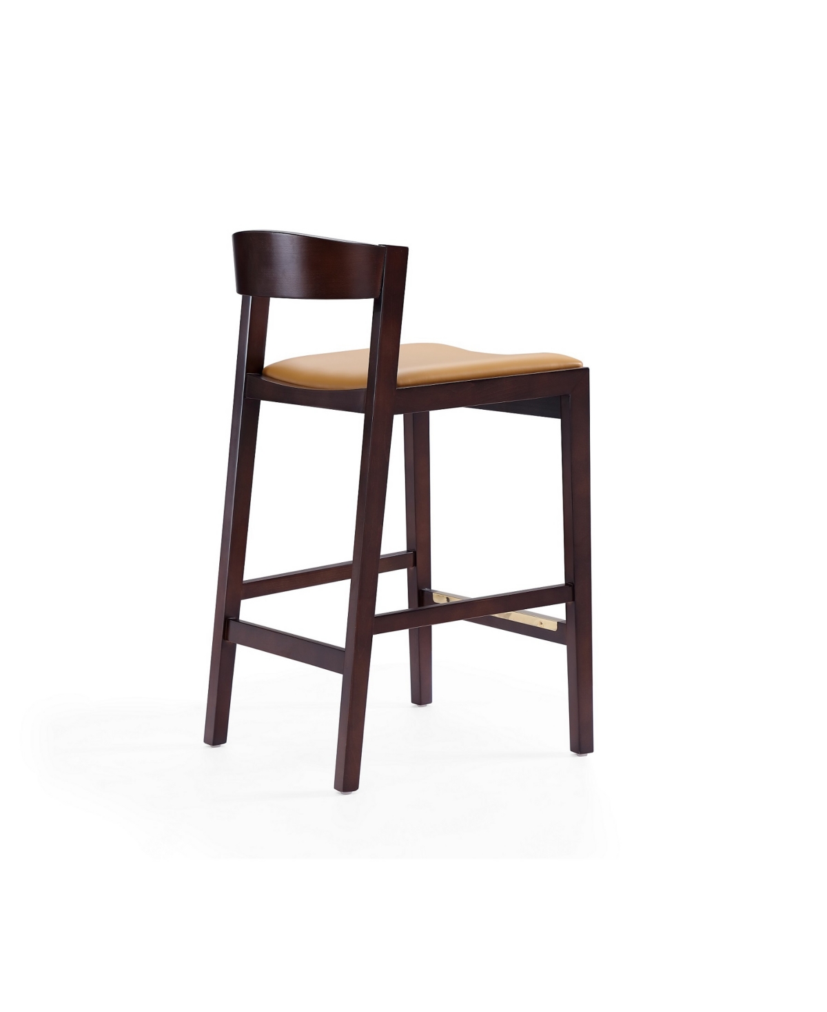 Manhattan Comfort Klismos Counter Stool, Set Of 3 In Camel,dark Walnut