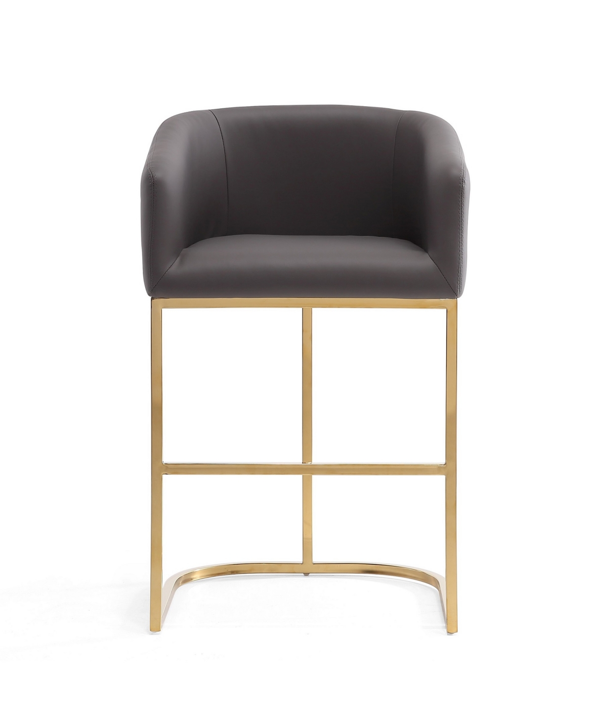 Manhattan Comfort Set Of 3 Louvre Counter Stools In Gray,titanium Gold-tone