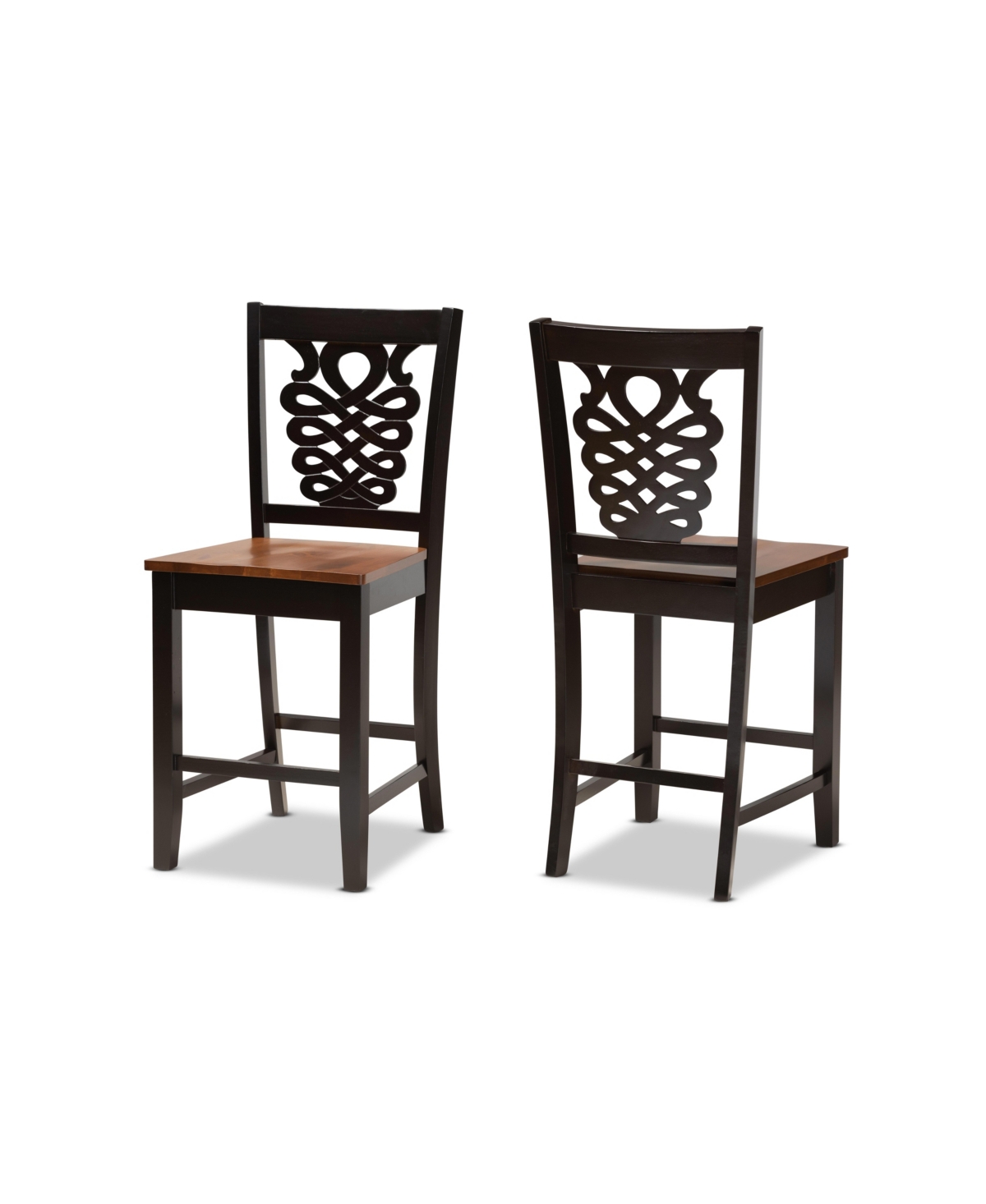 Baxton Studio Gervais Modern And Contemporary Transitional Wood Counter Stool Set, 2 Piece In Dark Brown/walnut Brown