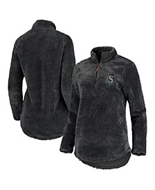 Women's Charcoal Seattle Mariners Sherpa Quarter-Zip Pullover Sweatshirt