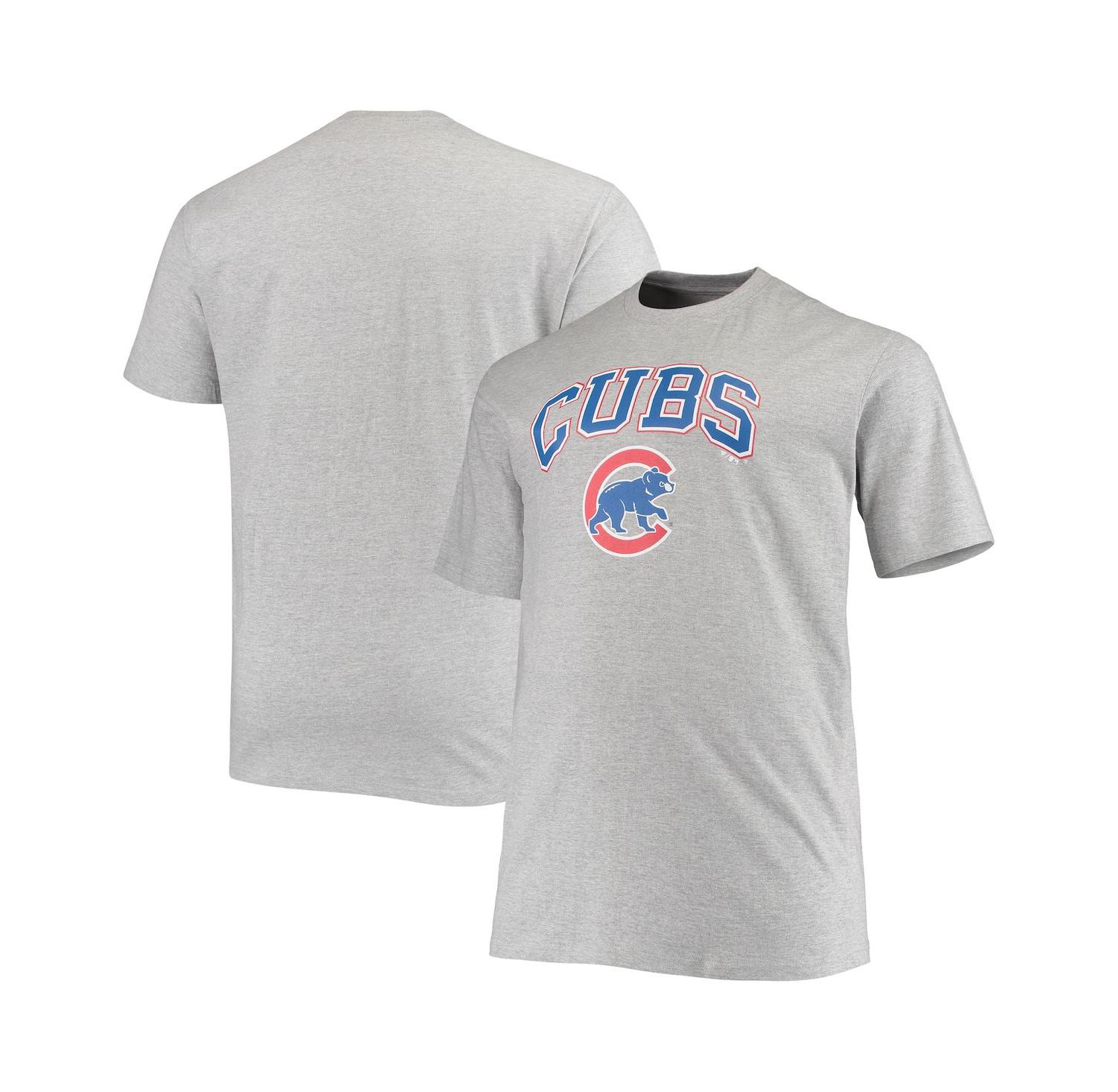 Men's Heathered Gray Chicago Cubs Big and Tall Secondary T-shirt