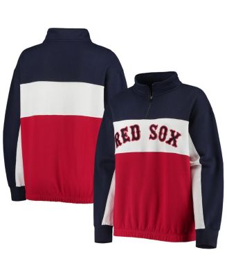 Women's Fanatics Branded Navy/Red Boston Red Sox Plus Size Colorblock Quarter-Zip Sweatshirt