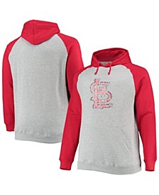 Men's Branded Heather Gray, Red St. Louis Cardinals Big and Tall Raglan Pullover Hoodie