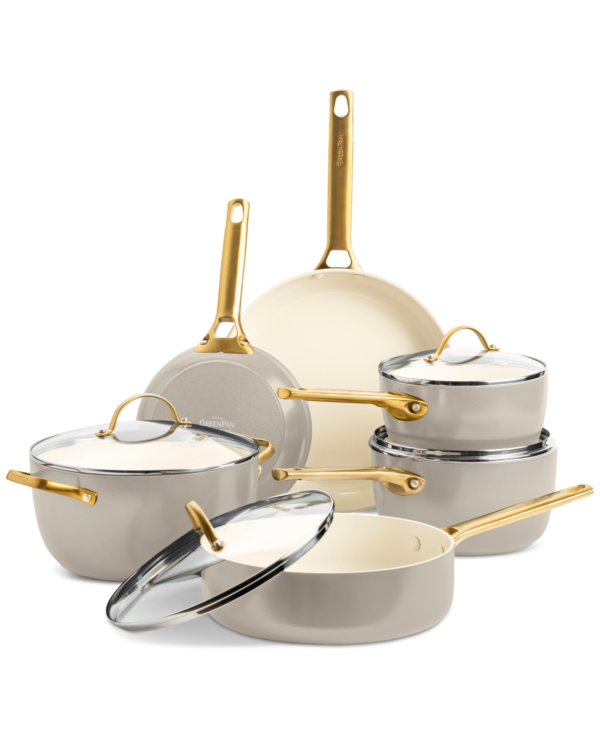 Greenpan Padova Healthy Ceramic Nonstick Cookware Set, 10 Piece In Taupe