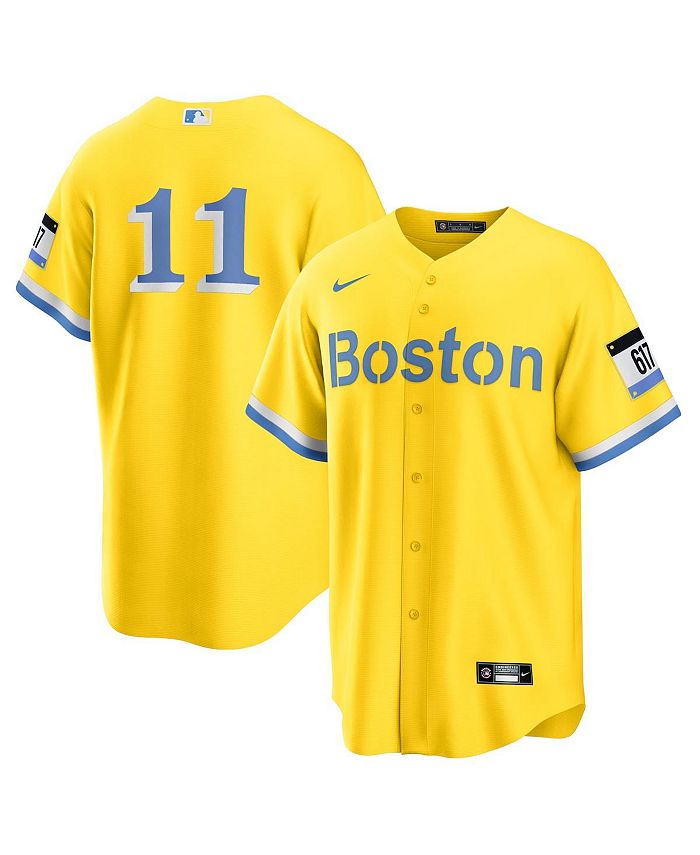 Men's Nike Rafael Devers Gold Boston Red Sox City Connect Name & Number T-Shirt