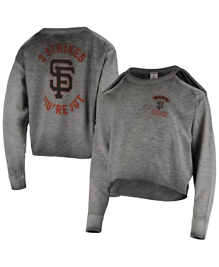 PINK by Victoria's Secret Women's Gray San Francisco Giants Three Strikes  Cropped Cold Shoulder Long Sleeve T-shirt - Macy's