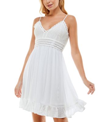 Ultra Flirt - Juniors' Crochet-Top Dress