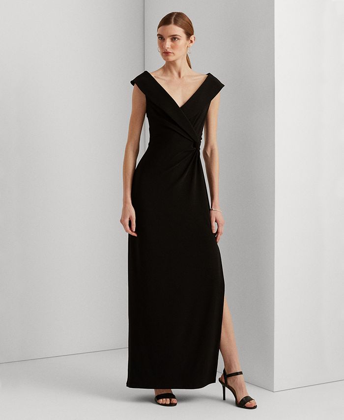 Lauren Ralph Lauren Women's Jersey Off-The-Shoulder Gown, Black, 6