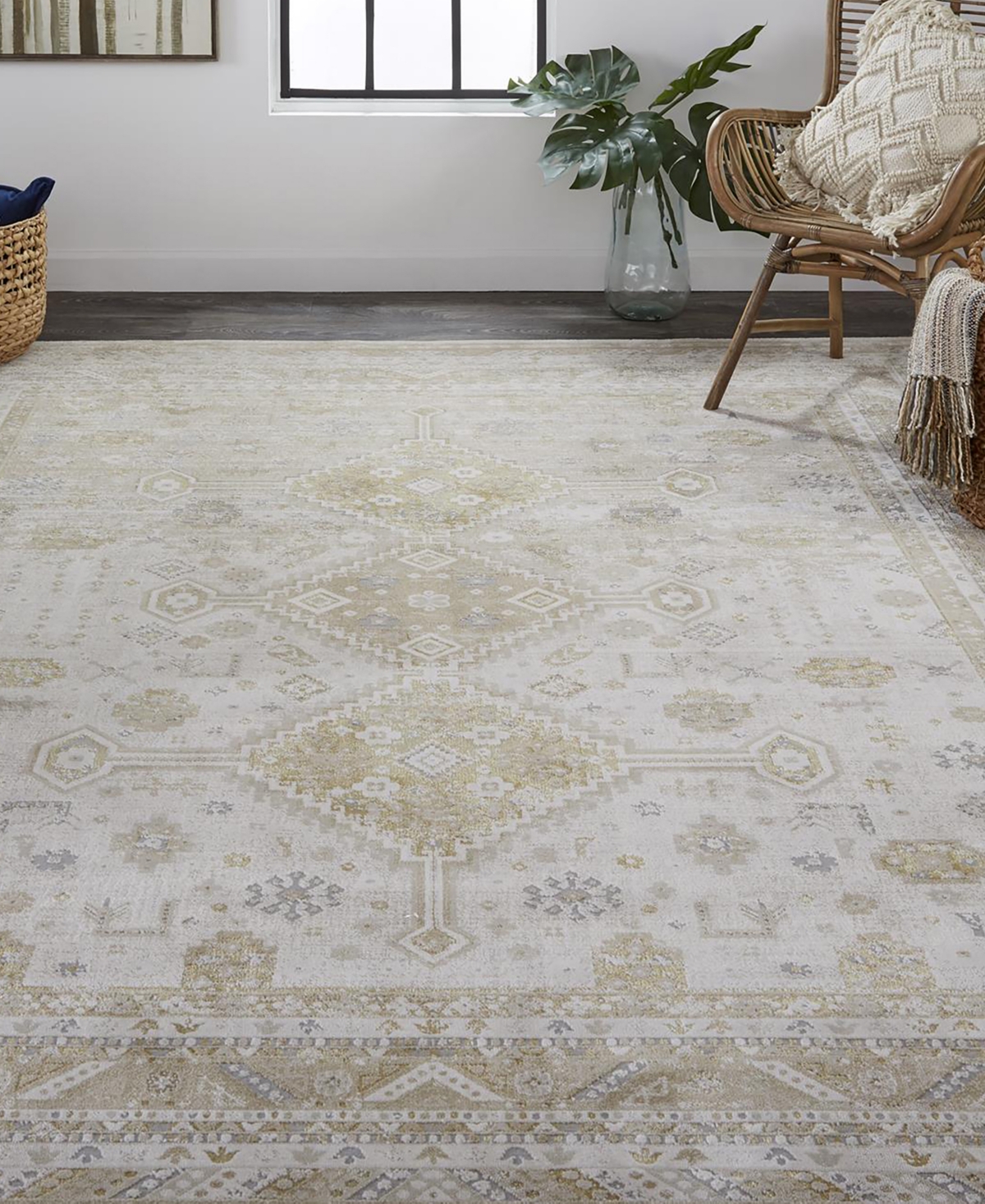 Feizy Aura R3738 Area Rug - Gold-Tone, Beige