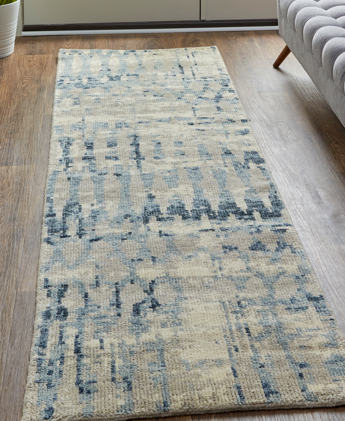 Simply Woven Palomar R6631 2'6" X 8' Runner Area Rug In Tan,blue