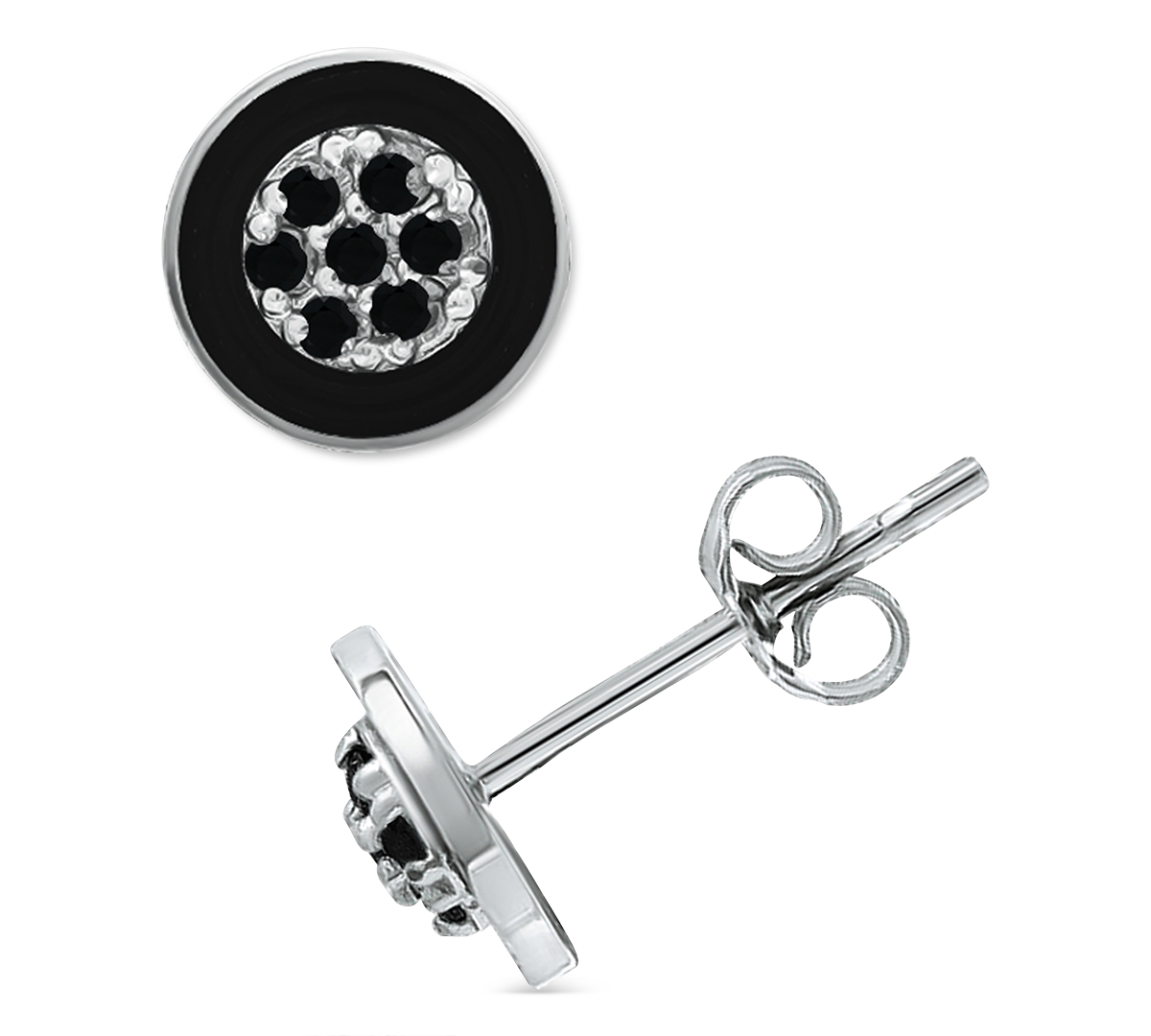 Giani Bernini Black Cubic Zirconia & Enamel Cluster Stud Earrings  Created for Macy's - Sterling Silver