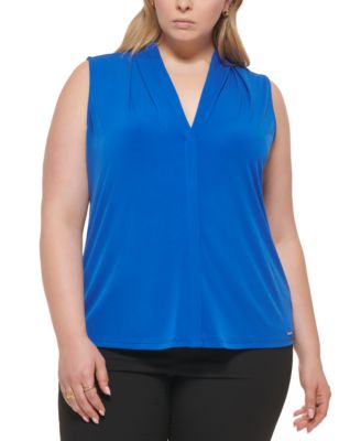 Calvin Klein - Plus Size Solid V-Neck Top