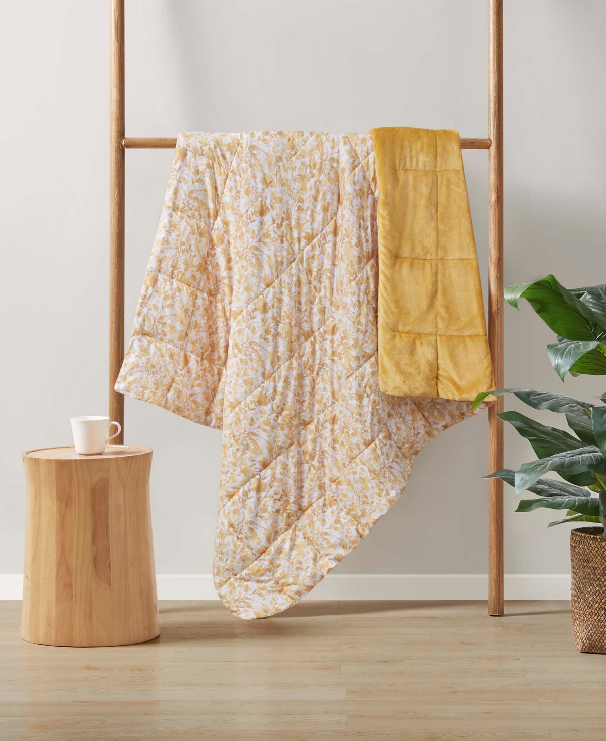 Clean Spaces Quilted Throw, 50" X 60" In Floral Yellow
