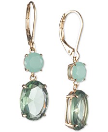 Gold-Tone Mixed Stone Oval Link Clip-On Drop Earrings