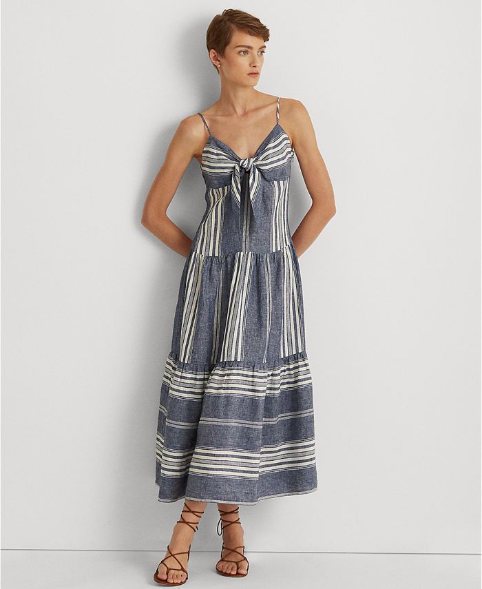 Lauren Ralph Lauren Lauen Ralph Lauren Striped Linen Sleeveless Maxidress &  Reviews - Dresses - Women - Macy's