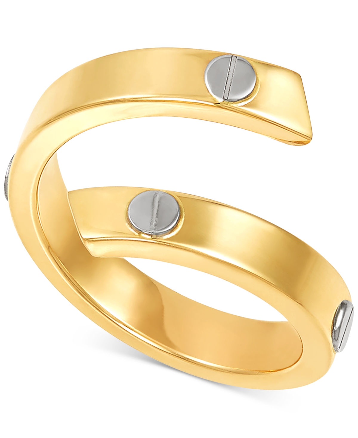 Rivet Coil Statement Ring in 10k Gold & White Gold - Gold