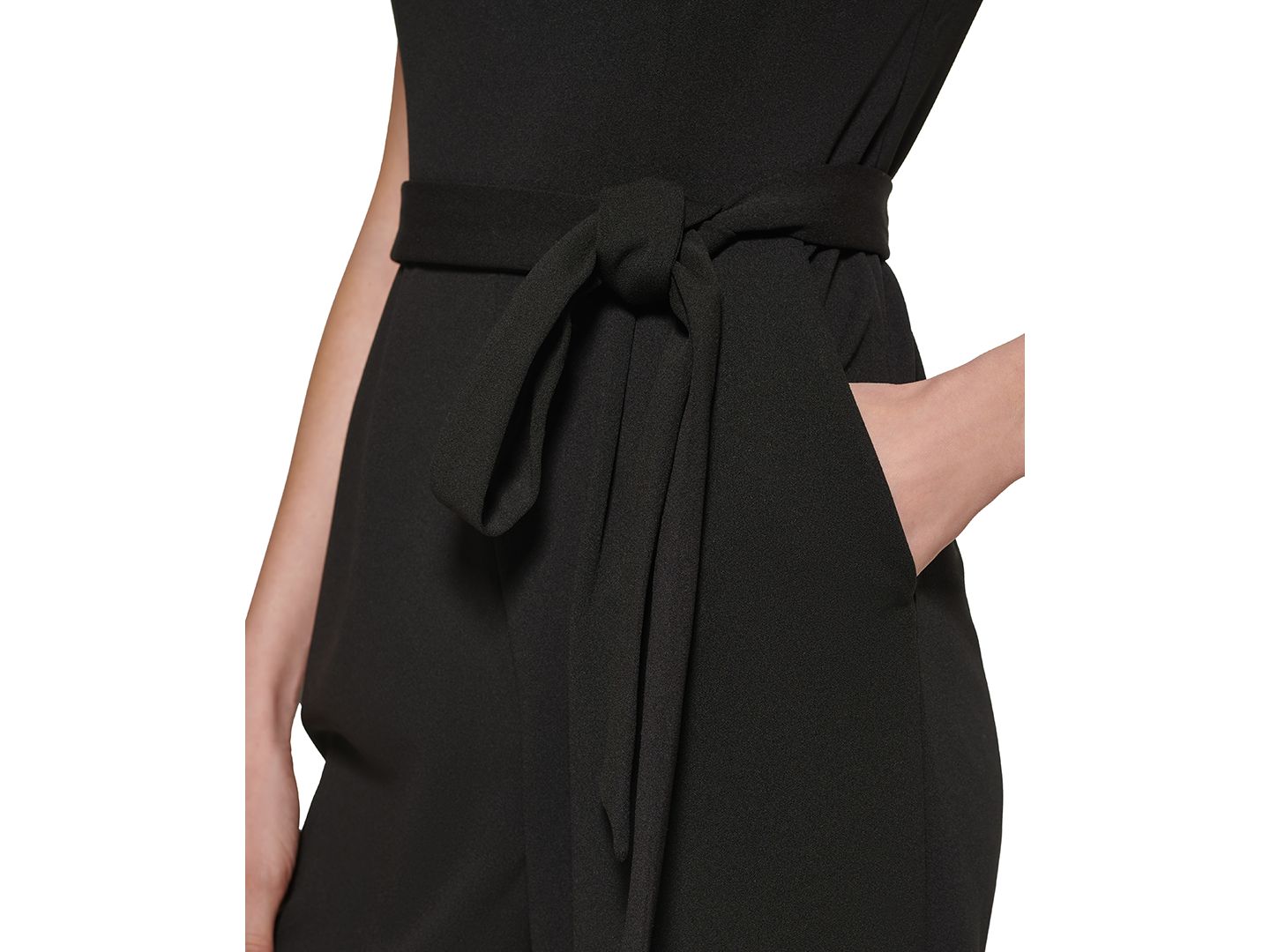 Женский комбинезон Calvin Klein Tie-Waist Tulip-Sleeve Jumpsuit, цвет: Чёрный — фото 7