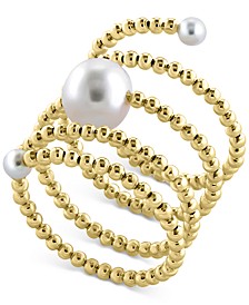 EFFY® Cultured Freshwater Pearl (3 - 3-1/2mm & 8 - 8-1/2mm) Beaded Coil Ring in 14k Gold