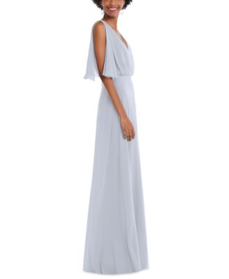 Plus Size V-Neck Split Sleeve Blouson Bodice Maxi Dress