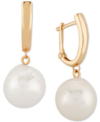 freshwater cultured baroque pearl hoop earrings