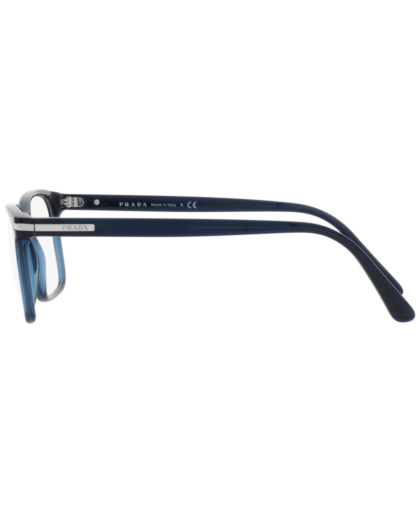 Мужские очки PRADA Man Rectangle Plastic PR 14WV Eyeglasses, цвет: Синий прозрачный — фото 3