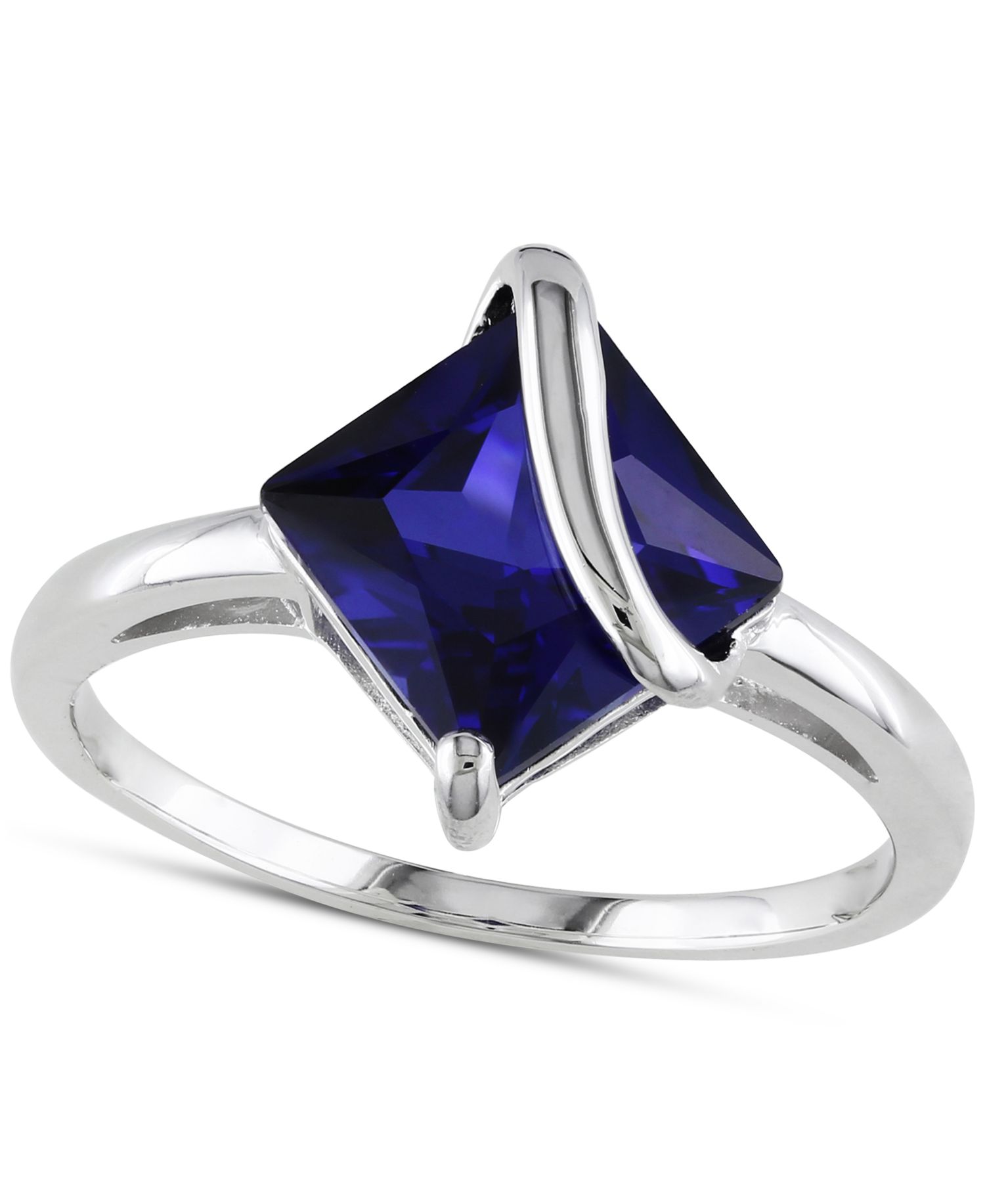Lab-Grown Sapphire Square Swirl Ring (2-4/5 ct. t.w.) in Sterling Silver