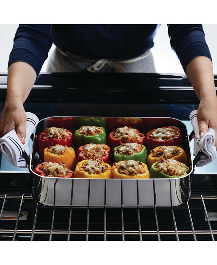 KitchenAid 5Ply Clad Stainless Steel 15" x 11.5" Roaster with Removable Rack Macy's