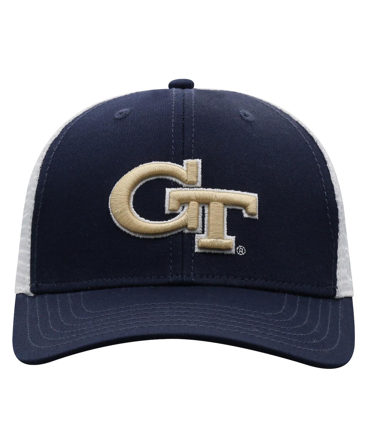 Shop Top Of The World Men's  Navy, White Georgia Tech Yellow Jackets Trucker Snapback Hat In Navy,white