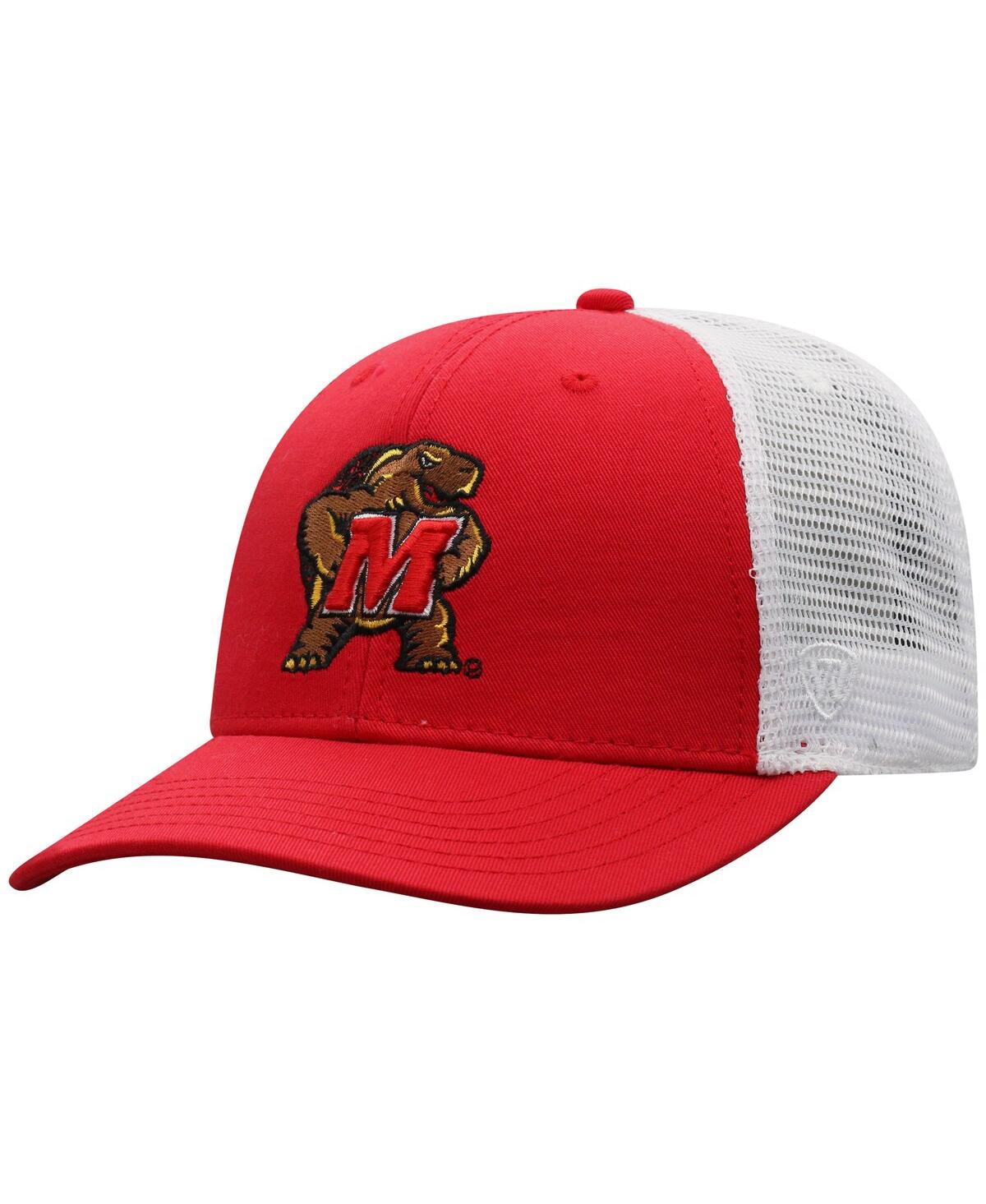 Top Of The World Men's  Red, White Maryland Terrapins Trucker Snapback Hat In Red,white