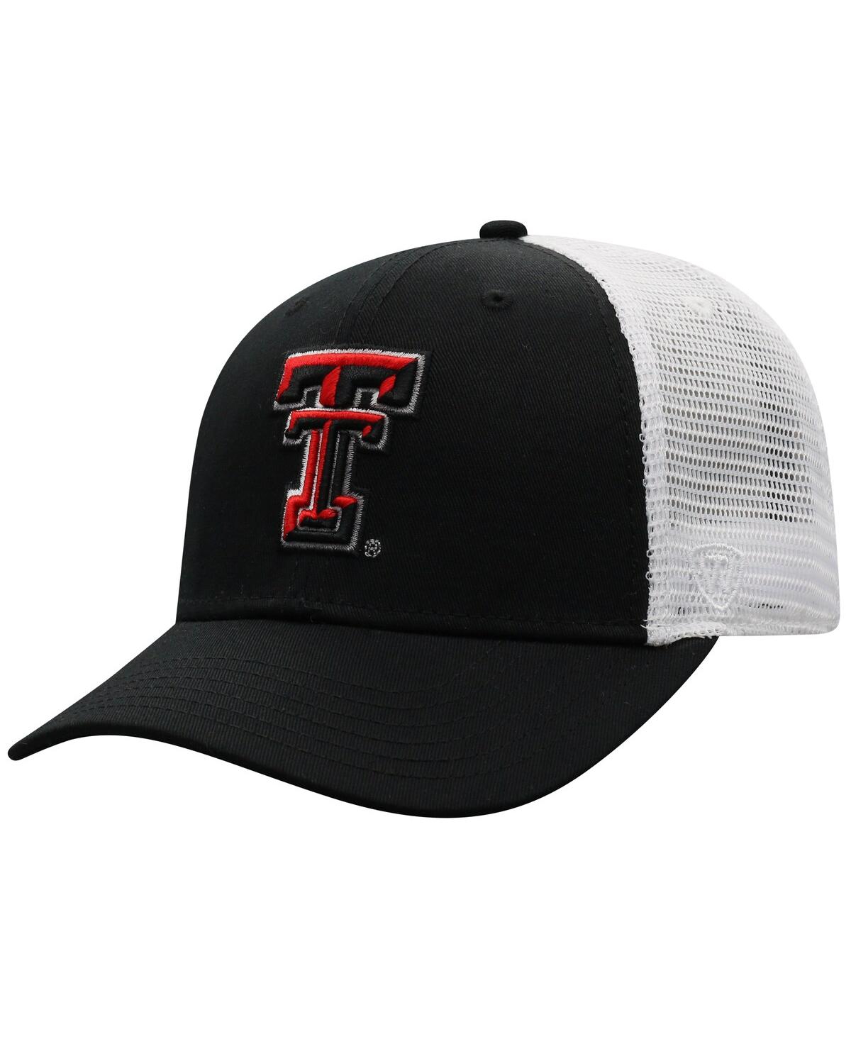 Top Of The World Men's  Black, White Texas Tech Red Raiders Trucker Snapback Hat In Black,white