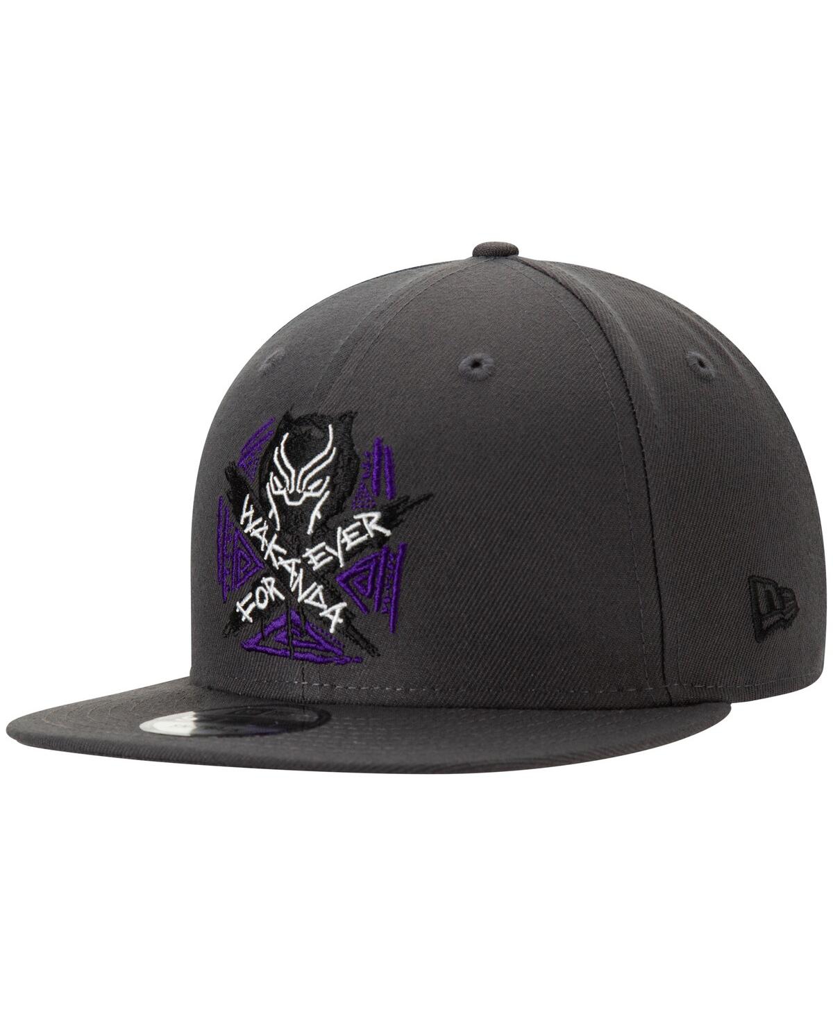 New Era Men's  Charcoal Black Panther Wakanda Forever Adjustable Snapback Hat In Charcoal