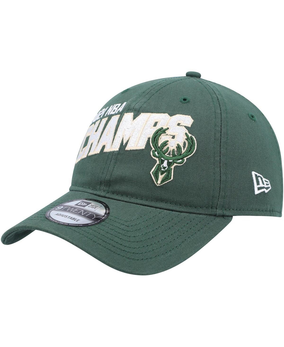 NEW ERA MEN'S NEW ERA HUNTER GREEN MILWAUKEE BUCKS 2021 NBA FINALS CHAMPIONS BLOCK ON THE COURT 9TWENTY ADJU 