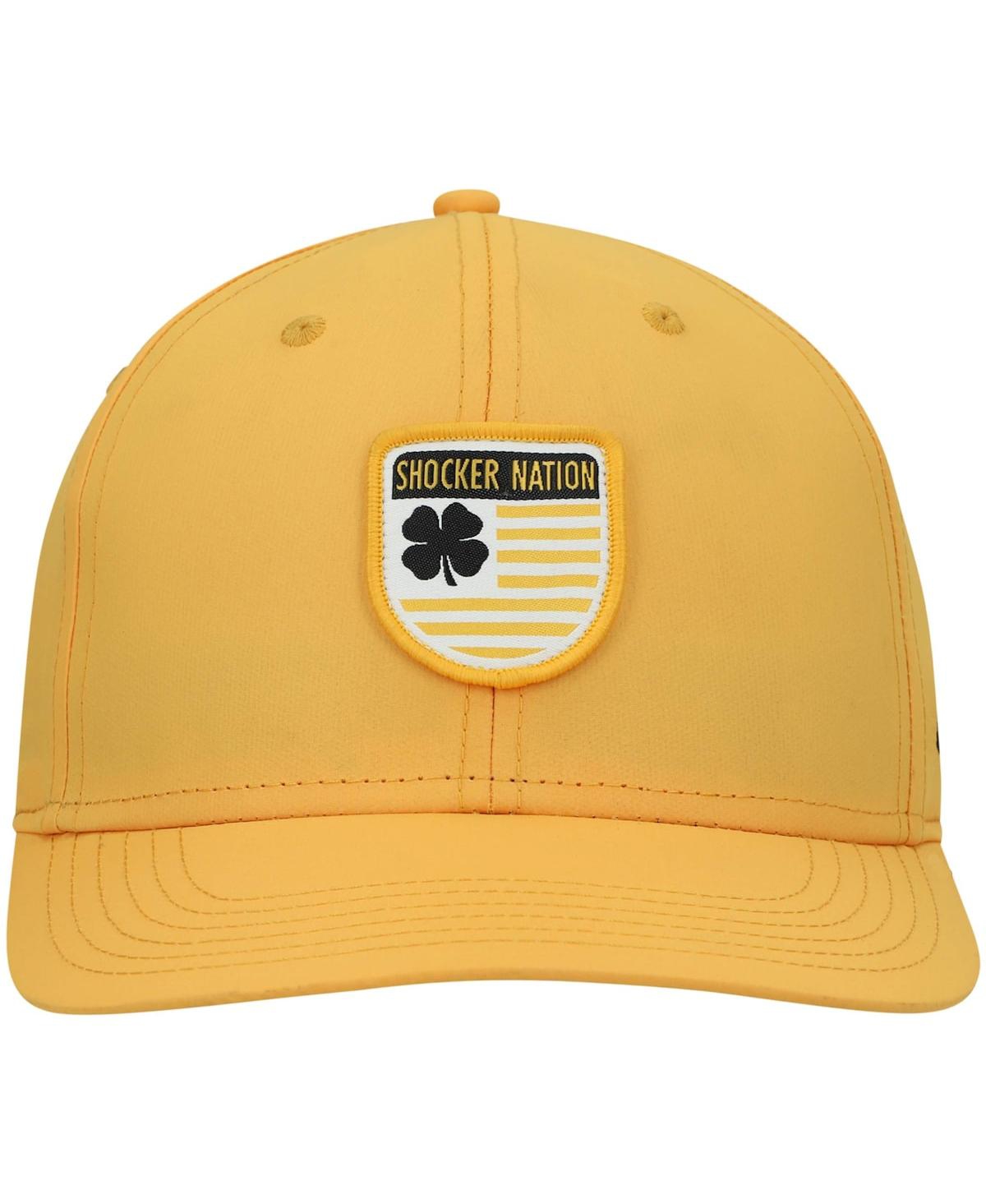 BLACK CLOVER MEN'S YELLOW WICHITA STATE SHOCKERS NATION SHIELD SNAPBACK HAT 