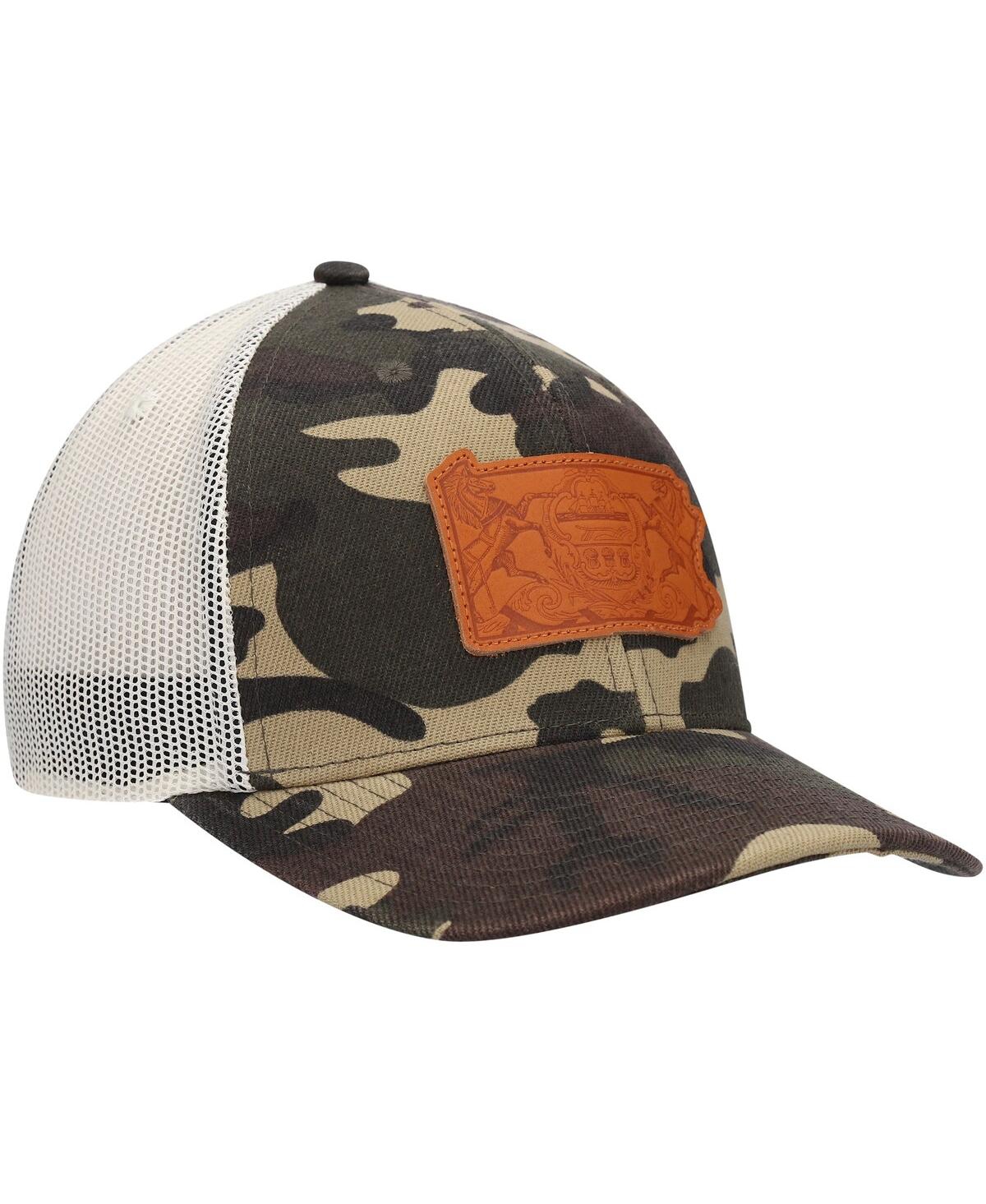Shop Local Crowns Men's  Camo Pennsylvania Icon Woodland State Patch Trucker Snapback Hat